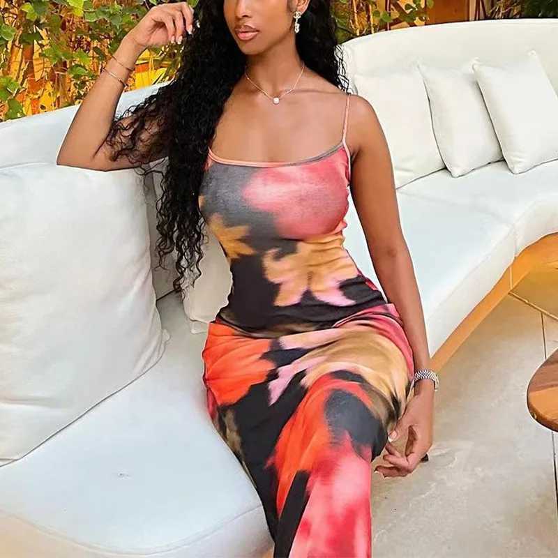 Women Sexy Summer Sling Dress Vintage Sleeveless Backless Flower/Leopard Print Bodycon Long Dresses for Cocktail Party Clubwear XJ250814