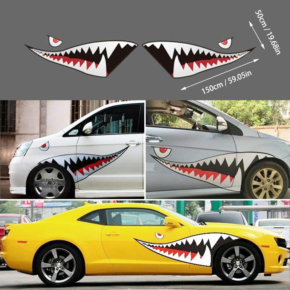 Shark Mouth Teeth Die-Cut Vinyl Decals Car Window Bumper Exterior Decals Sticker for Car Side Door