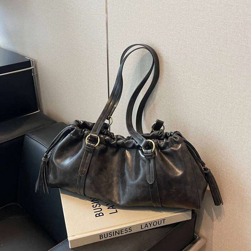 Women Pu Handbag Solid Large Capacity Tote Bags Soft Designer Casual Commute Underarm Pack Lady Versatile Shoudler Purses