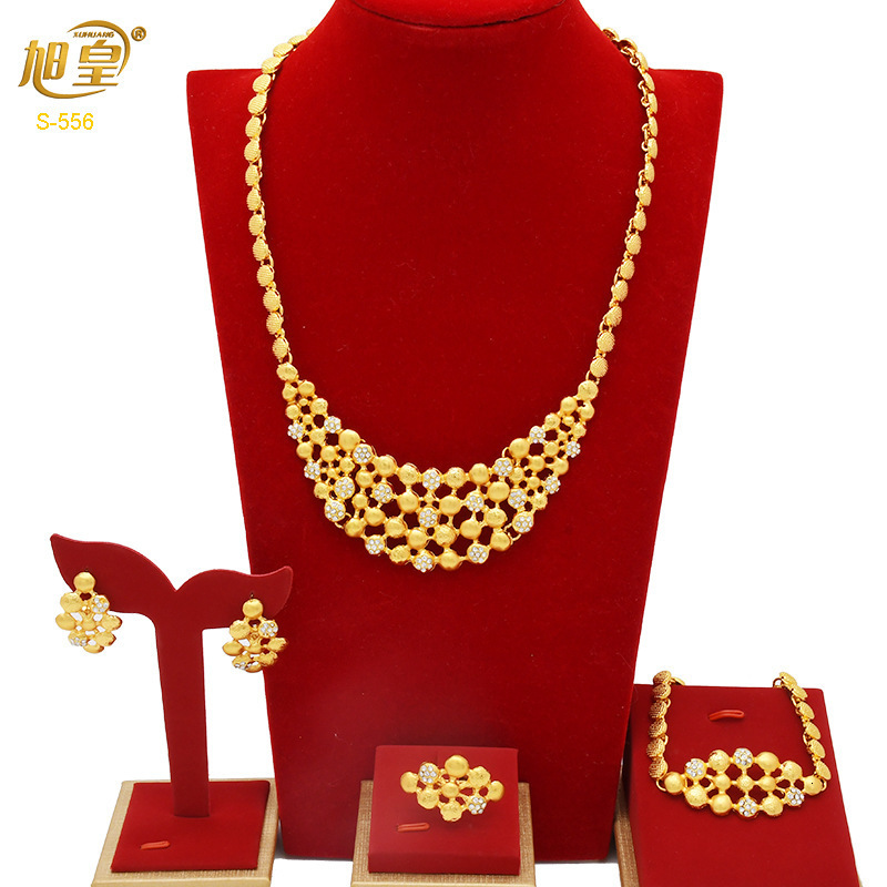 Sunny Costume Jewelry 4-piece set of classic simple earrings necklaces bracelets rings womens brides wedding daily clothing gifts 241014