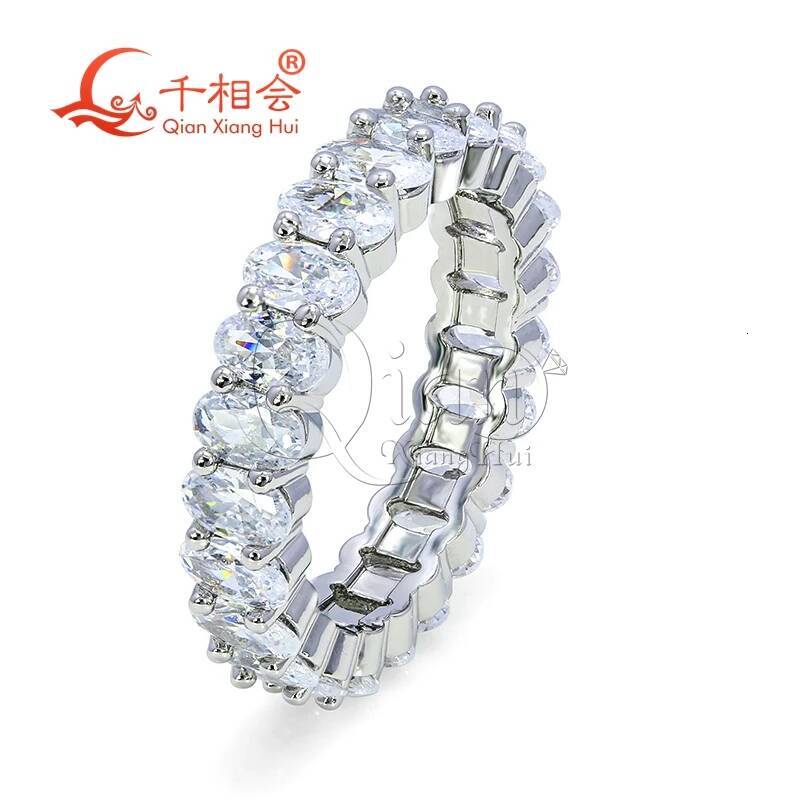 Eternity Band Ring Oval Shape D VVS White Moissanite 3*5mm/4*6mm 925 Silver Jewelry for Engagement And Dating Gift
