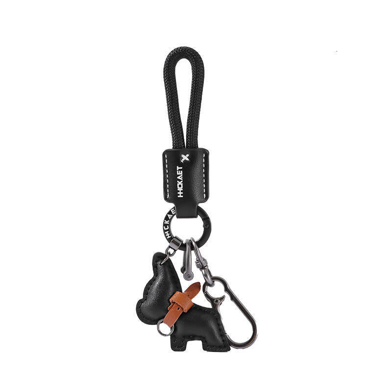 Leather French Bulldog Puppy Car Pendant Cute Exquisite Couple Keychain Ring Lanyard Hanging Ornament