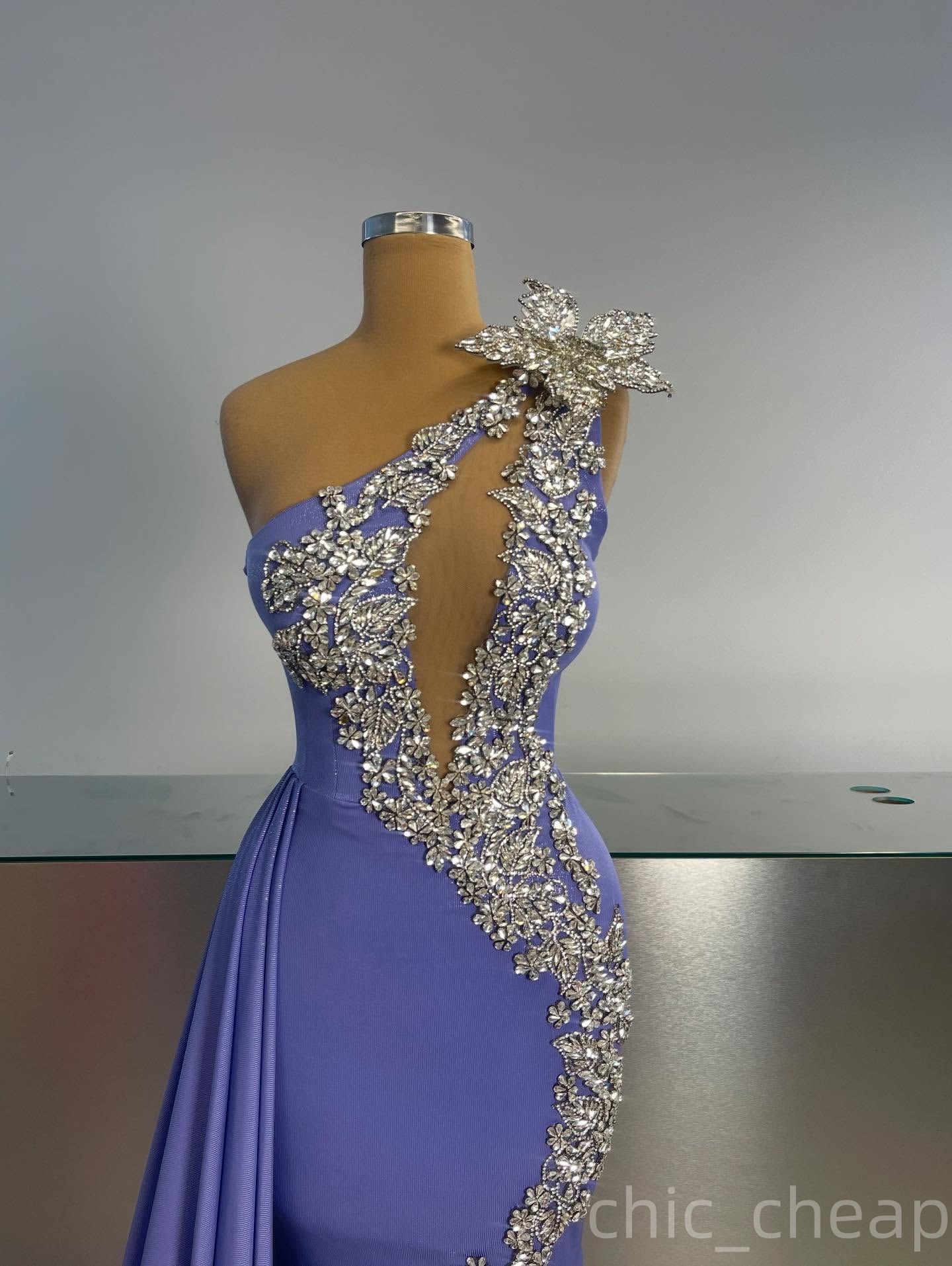 Mermaid Lavender Prom Dresses 2025 Crystals Flower One Shoulder Evening Formal Party Second Birthday Engagement Gowns Plus Size Dress For Special Occa