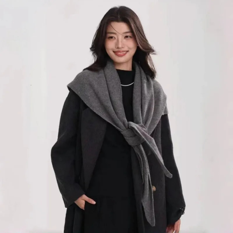 Fahion Women Scarf Autumn Winter Wool Blend Triangle Muffler Lady Shawl Korean Style Striped Thick Warm Wrap Female 250808
