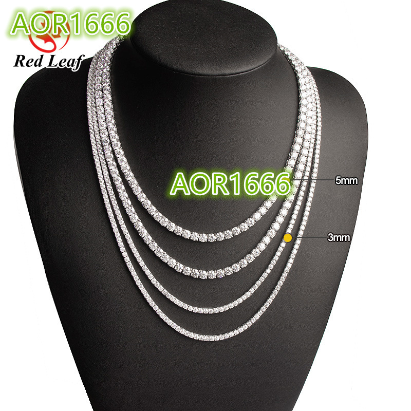 Redleaf Pass Diamond Tester 3mm 4mm 5mm Moissanite Tennis Necklace 925 Sterling Silver Hip Hop Tennis Chain