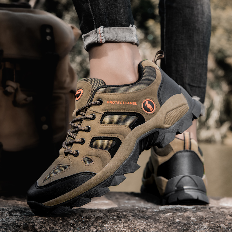 Men's mountaineering for autumn and winter sports leisure thick sole wear-resistant anti-skid outdoor hiking fishing work shoes