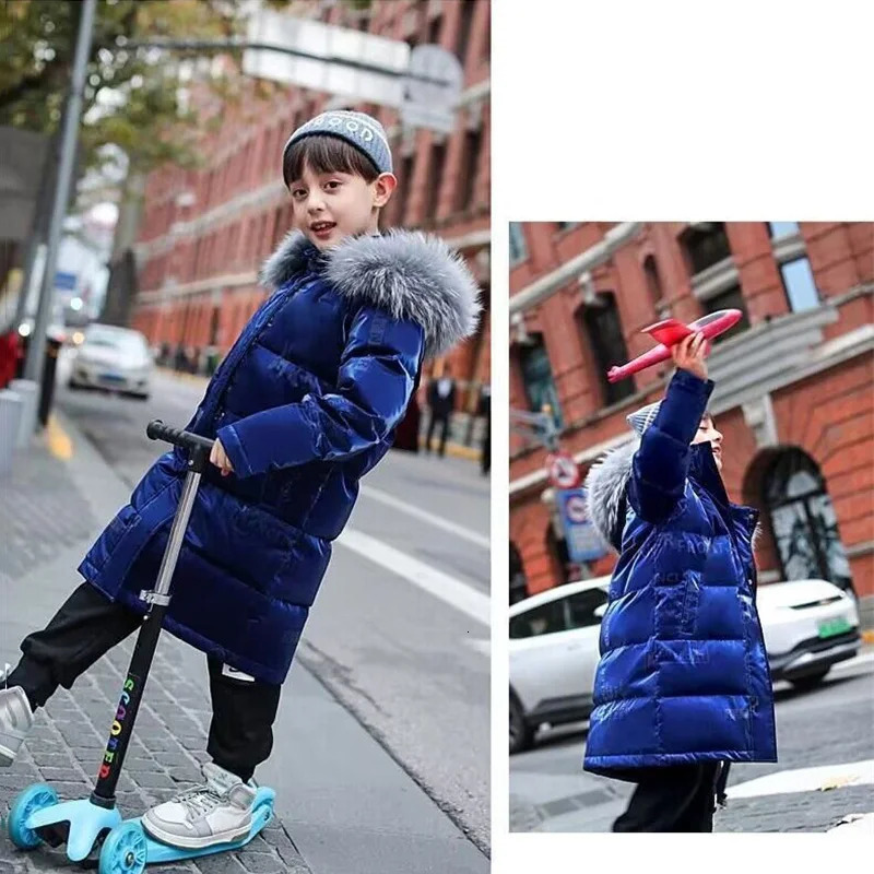 -30° Teenager Down Outerwear Kids Thicken Warm Jackets Children Winter Windbreaker Shiny Outerwear Boys Girls Snow Overcoat 250813