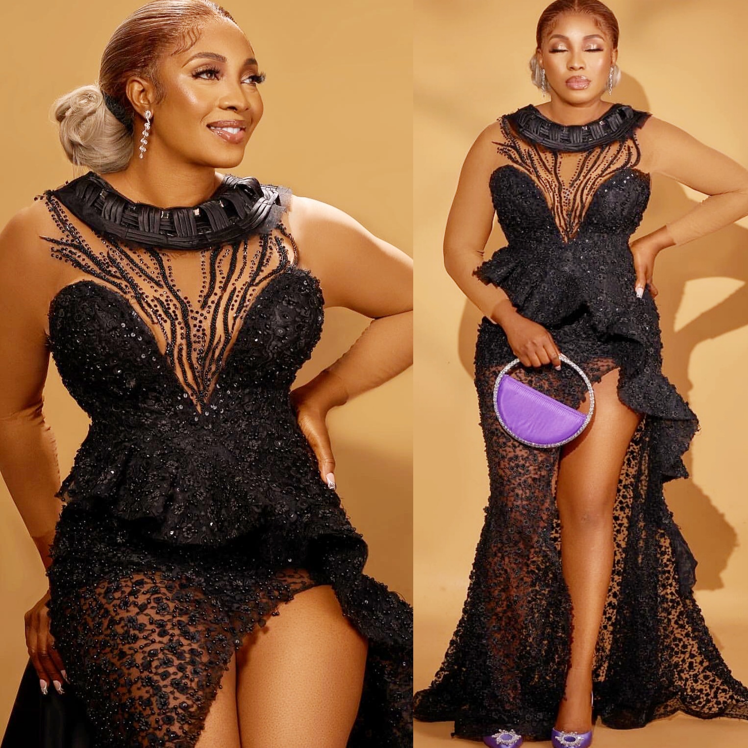 Black Mermaid Prom Dresses 2025 Beaded Lace High Split Sheer Neck Evening Formal Party Second Birthday Engagement Gowns Plus Size Dress For Special Oc
