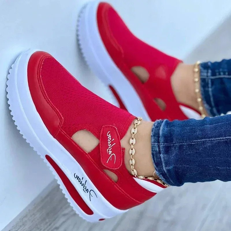 er Red Blue Women Sneakers High Quality Tennis Female Canvas Casual Shoes Ladies Platform Hollow Out Sport Shoes 250809