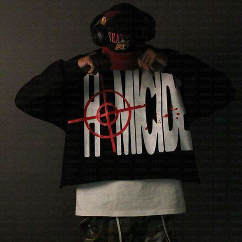 Unique Street Style Hip-Hop Gothic Hooded for Men with Letter Print and Women's Sweatshirt