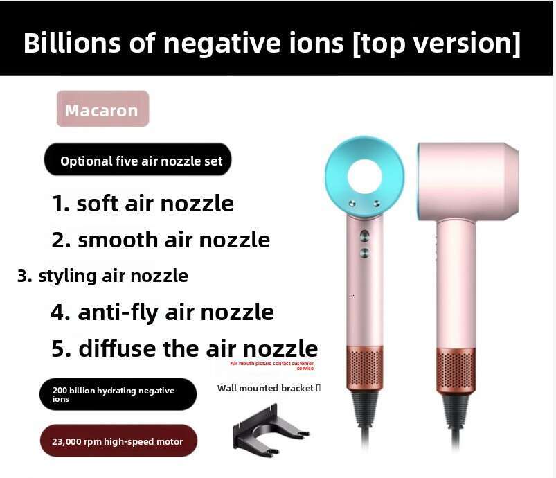 Top High-Speed Hair Dryer Salon Home Use High-Power Negative-Ion Leafless Hollow