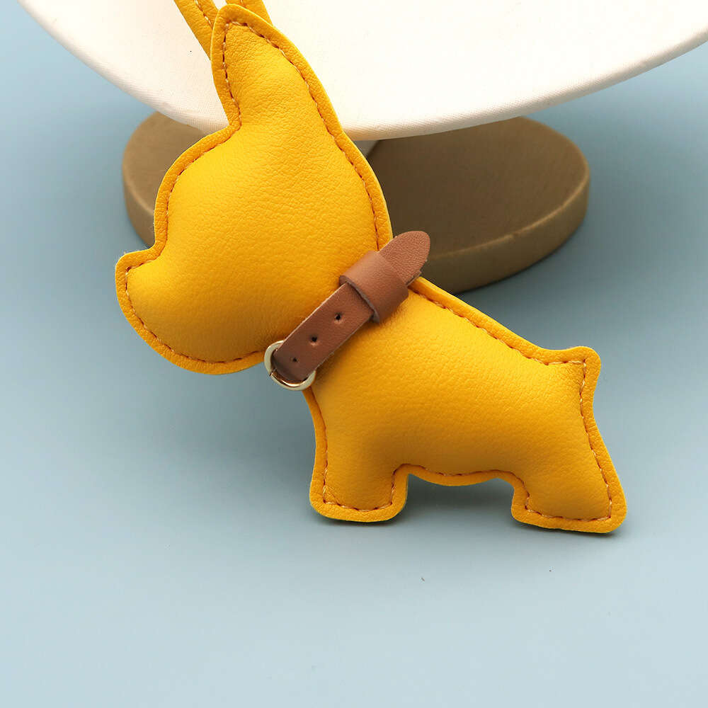 Hot Selling French PU Leather Bag Creative Bulldog Accessories Couple Puppy Car Hanging Ornament Pendant