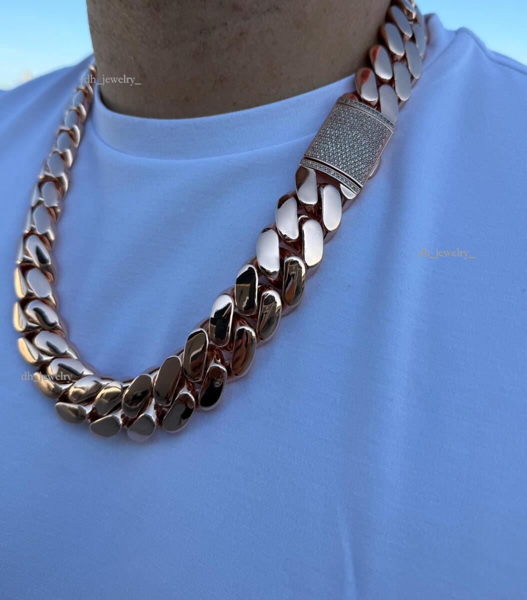 20mm Heavy sier Miami cuban link chains and bracelets with VVS1 Moissanite box clasp, gold plated iced out chain, Boyfriend gift ideas