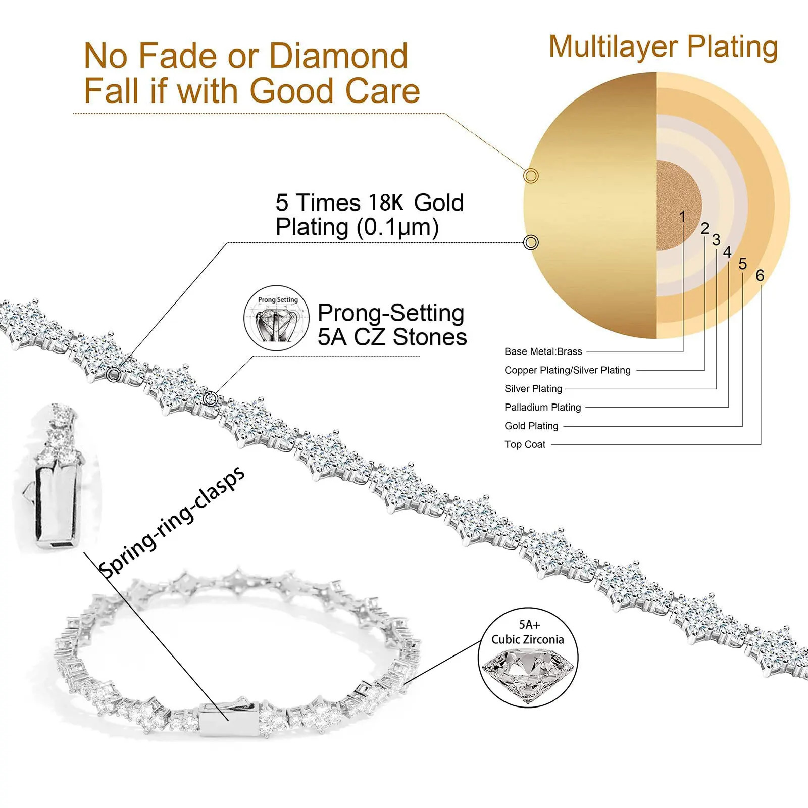 Iced Out Cubic Zirconia Tennis Bracelet Layering Bracelets Trendy Stuff for Men Women 250814