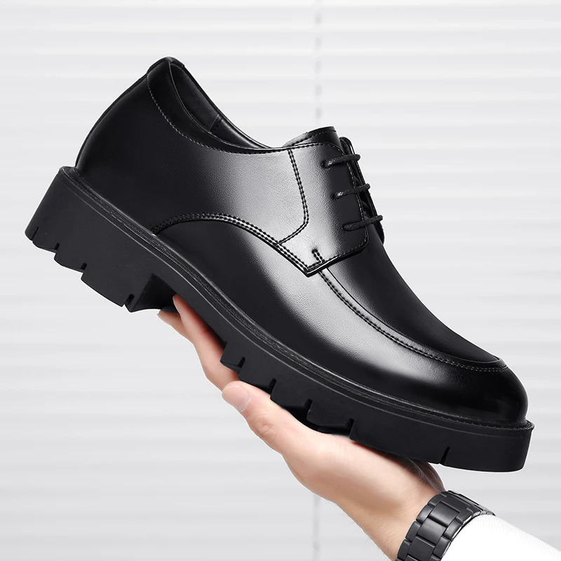 8-10cm Height Increasing Shoes for Men Summer Autumn Inside High Shoes Mens Hollow Business Dress Mens Elevator Leather Shoes 250814