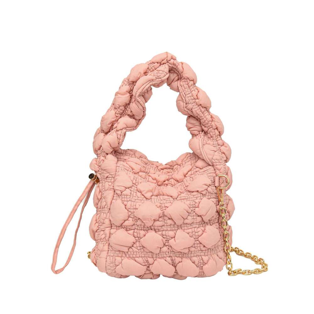 Korean New Cloud Women's 2023 Casual Shoulder Fashion Bubble Pleated Down Jacket Underarm Bag