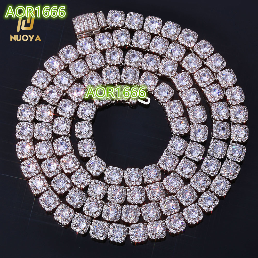 NUOYA 5mm High Quality Clustered Tennis Chain Hip Hop Jewelry Iced Diamond Clustered Tennis Chain Necklace