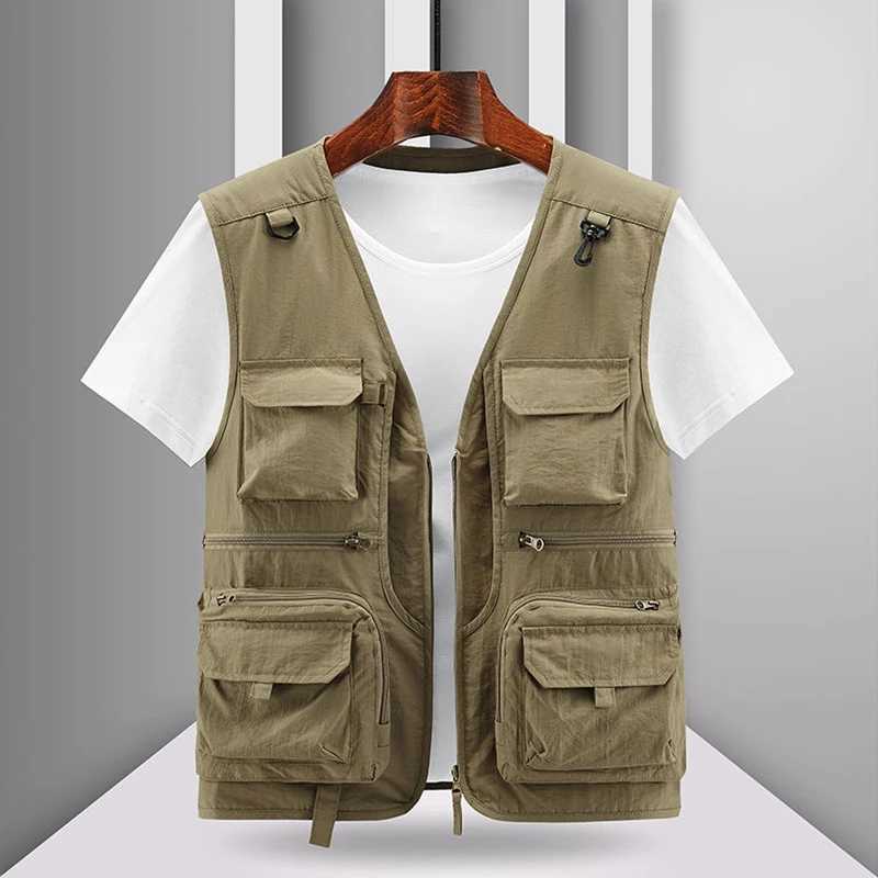 Spring New Men Outdoor Casual Vest Men Solid Breathable Multi-pocket Photography Fishing Vest High Quality Vest Man M-6XL Y250814