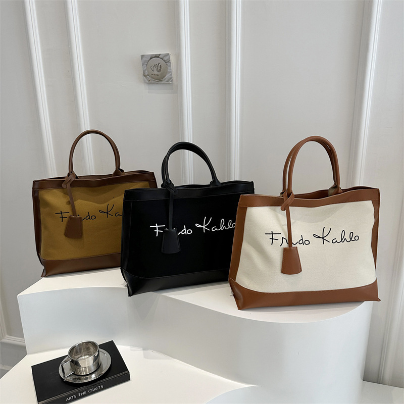 Luxury Brand Designer Bag European And American Large Capacity Fashion Printed Letter 2025 New Retro Artistic Personality Single Shoulder Tote Handbag