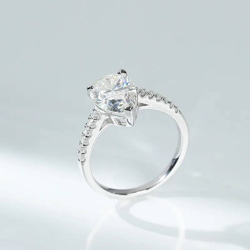 NKHOG 4Carat Pear Cut Moissanite Ring 925 Sterling Silver 18K Gold Plated Water Drop Diamond Women Wedding Band Jewelry Gift GRA