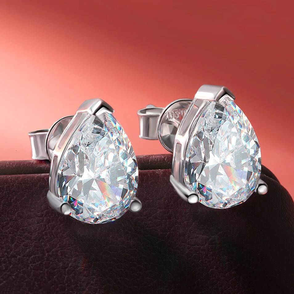BXINY 1/2/4Carat Pear Cut Moissanite Stud Earrings S925 Silver Waterdrop Diamomd Ear Studs for Women Gifts Fine Jewelry with GRA