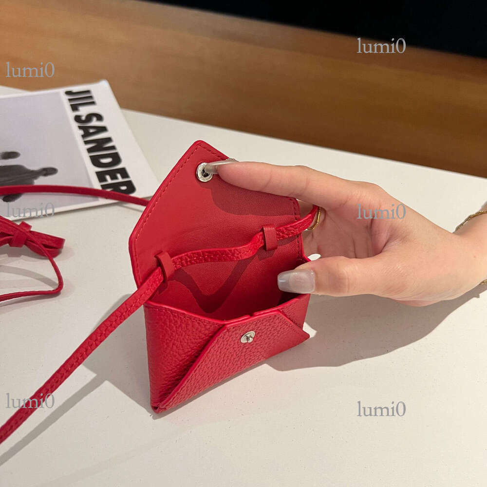 New Coin Purse Top Layer TC Envelope Waist Neck Bag Niche Mini Belt Genuine Leather Card Holder