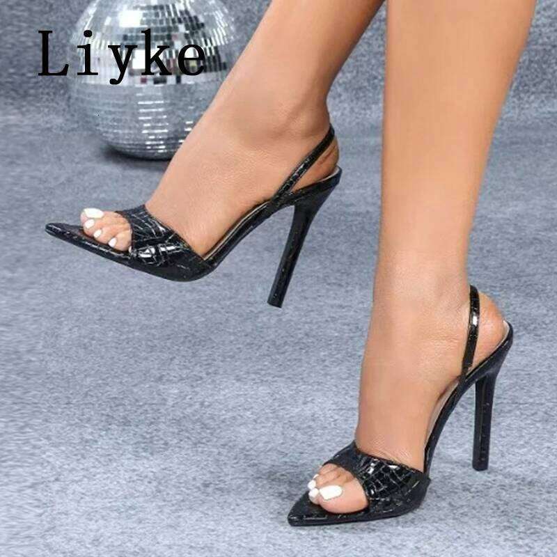 Liyke Sexy Slingback Sandals Women 2025 Summer Fashion Open Toe Slip On Back Strap Designer High Heels Party Dress Shoes Size 43