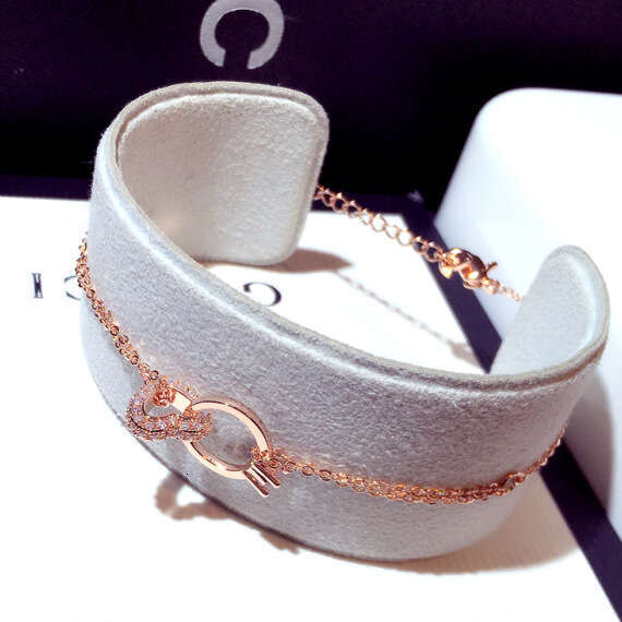 New Fashion Korean and Japanese Style Exquisite Zircon Heart Ring Elegant Bracelet Jewelry for Women S00294