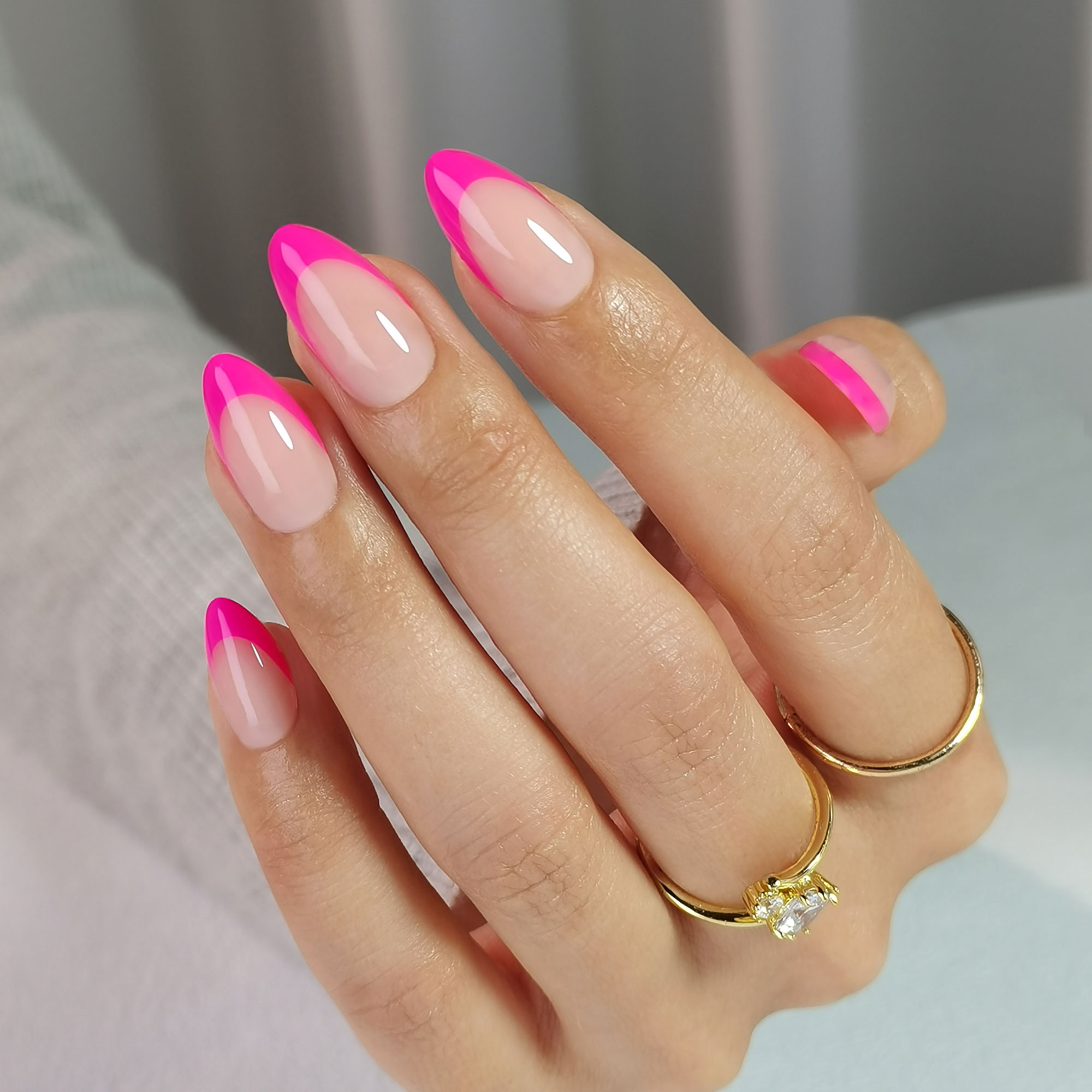 Rose-Tinted French Acrylic Gel Tips for Manicure Set Includes Adhesive + Variety Packaged Collection