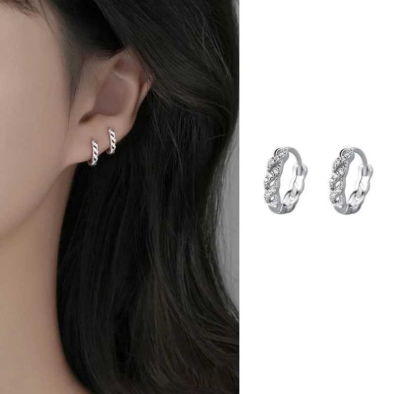 Real 925 Sterling Silver Irregular Zirconia Hoop Earrings for Women Fine Jewelry Light Luxury Allergy Minimalist Accessories XJ250814