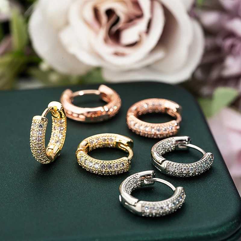 Hot Sale Small Circle Hoop Earrings For Women Rose Gold CZ Zirconia Round Ear Piercing Jewelry Gifts Earrings Jewelry XJ250814