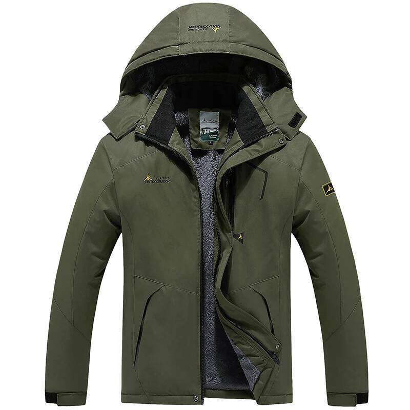 Waterproof Windproof Outdoor Men New Raincoat Windbreaker Warm Fleece Sport Jacket Detachable Hood Hiking Hunting Coat Outerwear