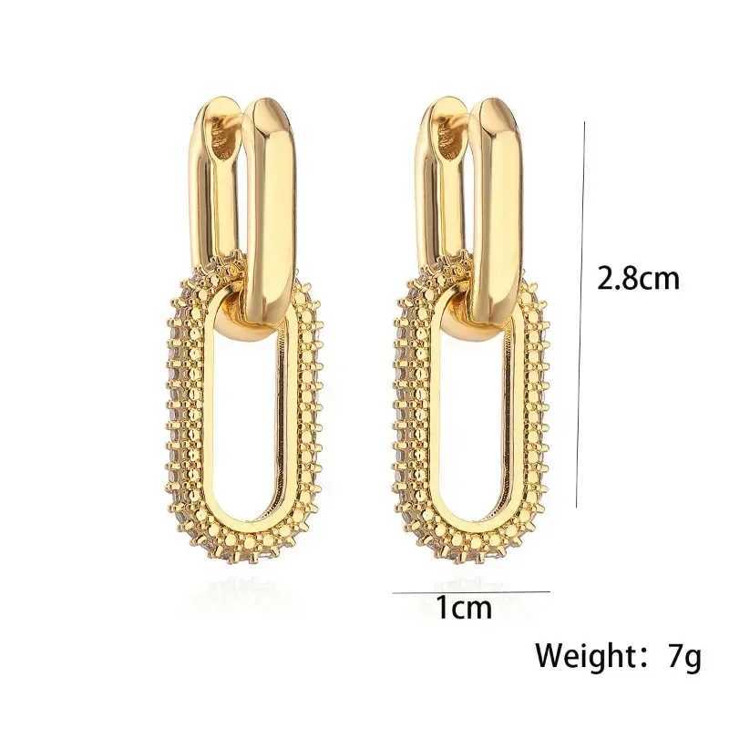 Retro Double Loop Design Drop Earrings Gold Color Geometric Round Hoop Earrings for Women Girls Punk Hip Hop Fashion Jewelry XJ250814
