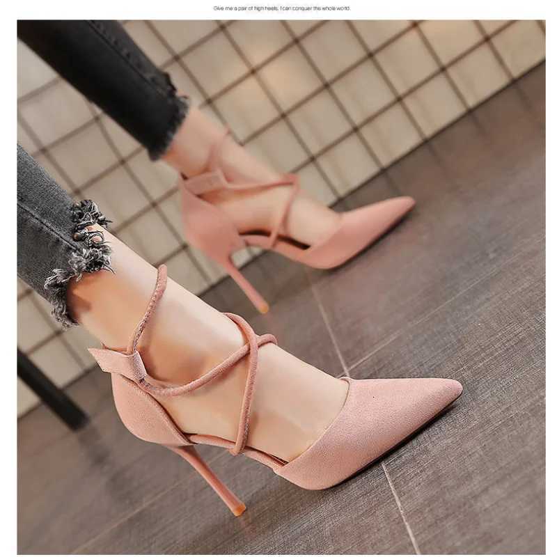 2024 New Womens Black Fashion Suede High Heel Shoes Woman Pointed Stiletto Fashion Sexy Pink Wedding Pumps Bridal Shoes W250814