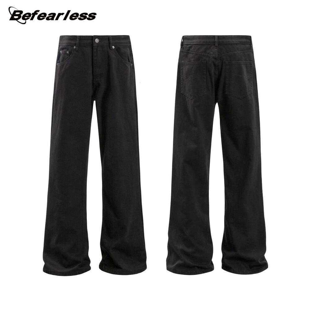 American Style Flared Jeans Unisex High Street Loose Casual Long Pants B5