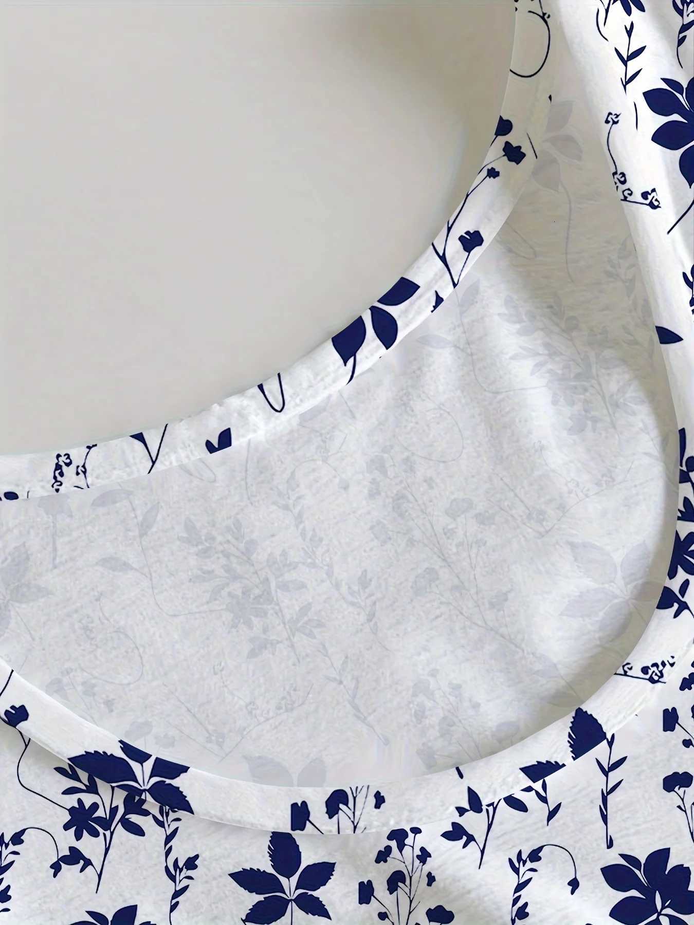 Womens Casual Floral Print Maxi Dress Short Sleeve Round Neck Dress Bohemian Beach Vacation Dress Y2k Ladies Clothes Tee TopXJ250814