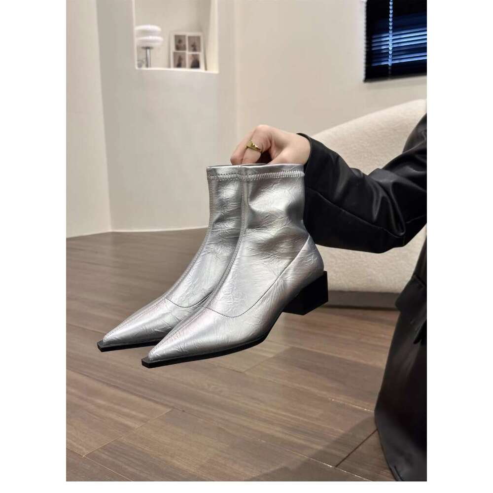 Pointed Toe Short for Women New 2025 Autumn Winter Women's Fashion Chunky Heel Slim Niche Design Single Boots