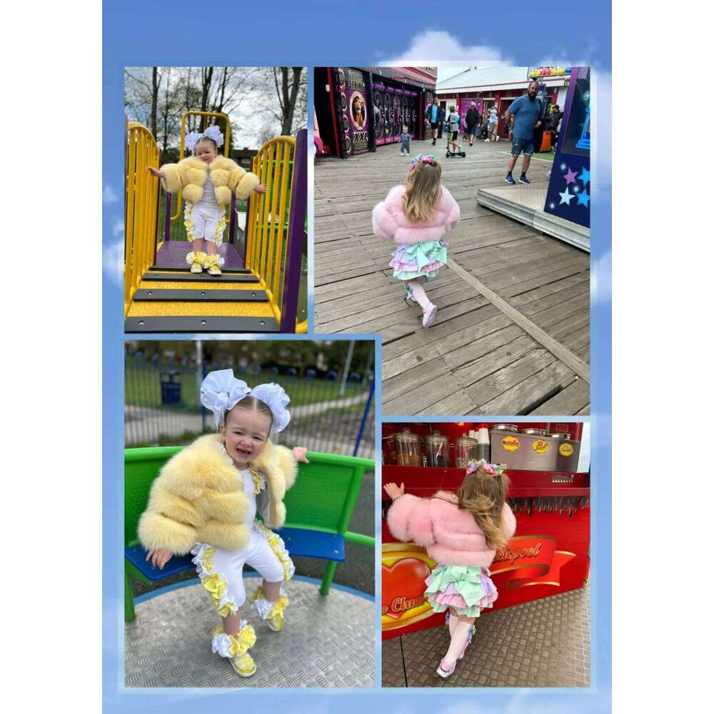 LHXDW New Children's Genuine Fox Fur coat Autumn/Winter Fashion Children's Raccoon Fur Jacket Boys and Girls Same Style