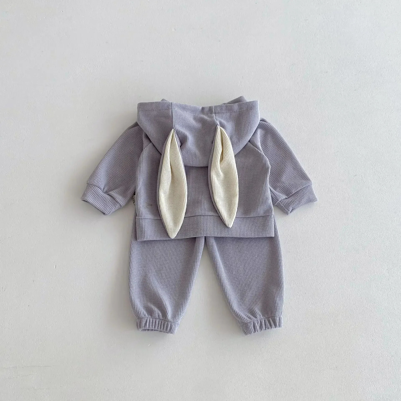 4161 Baby Clothing Set Autumn Baby Girls Suit Rabbit Ears Hooded Coat Pants Cute Lovely Two-piece Suit 250813