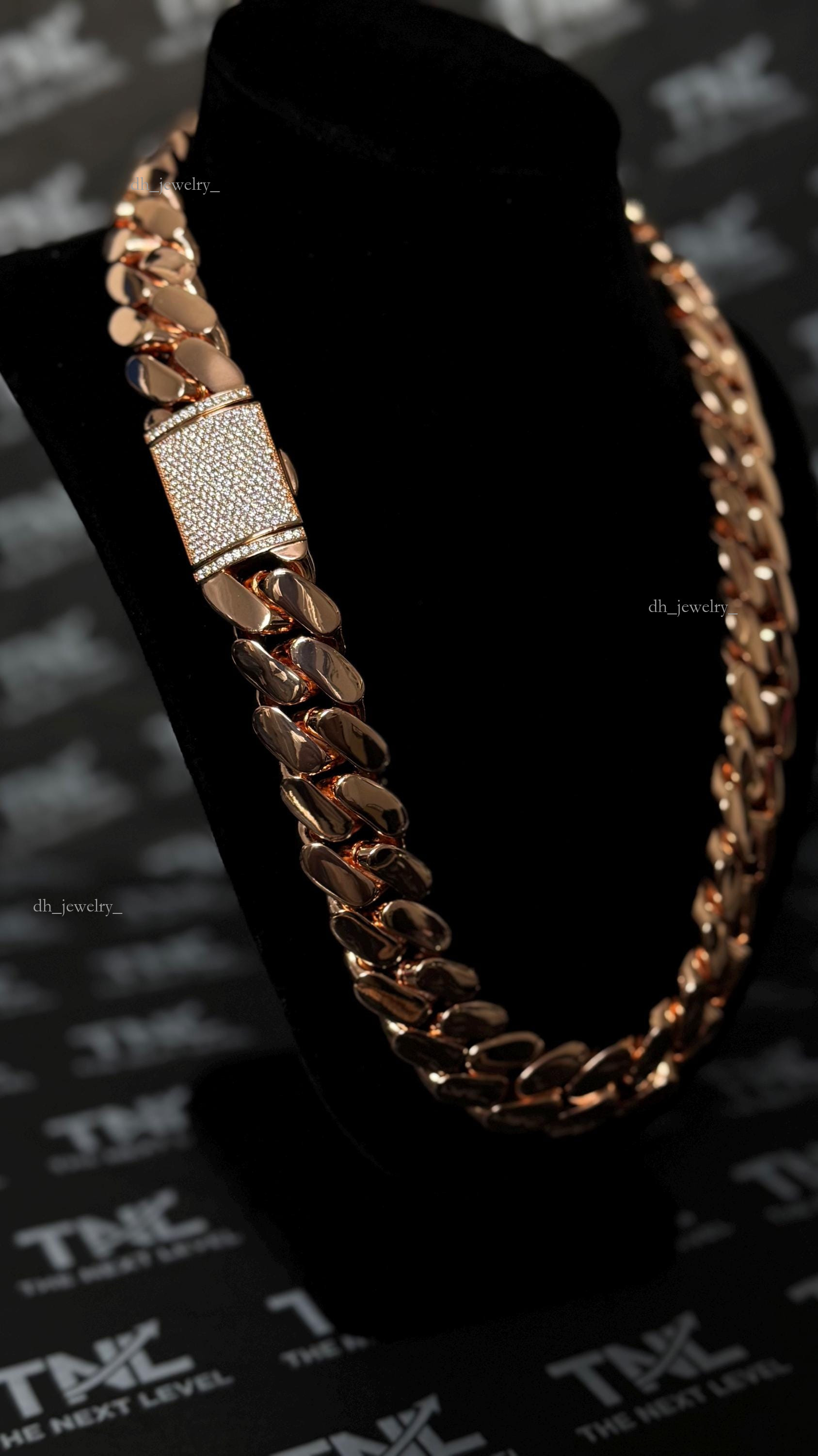 Rose Gold for men Gold Plated 500 Grams Heavy Solid Chunky Chain gold necklace chain Handmade Necklace Best Men's Jewelry Plain cuban silver