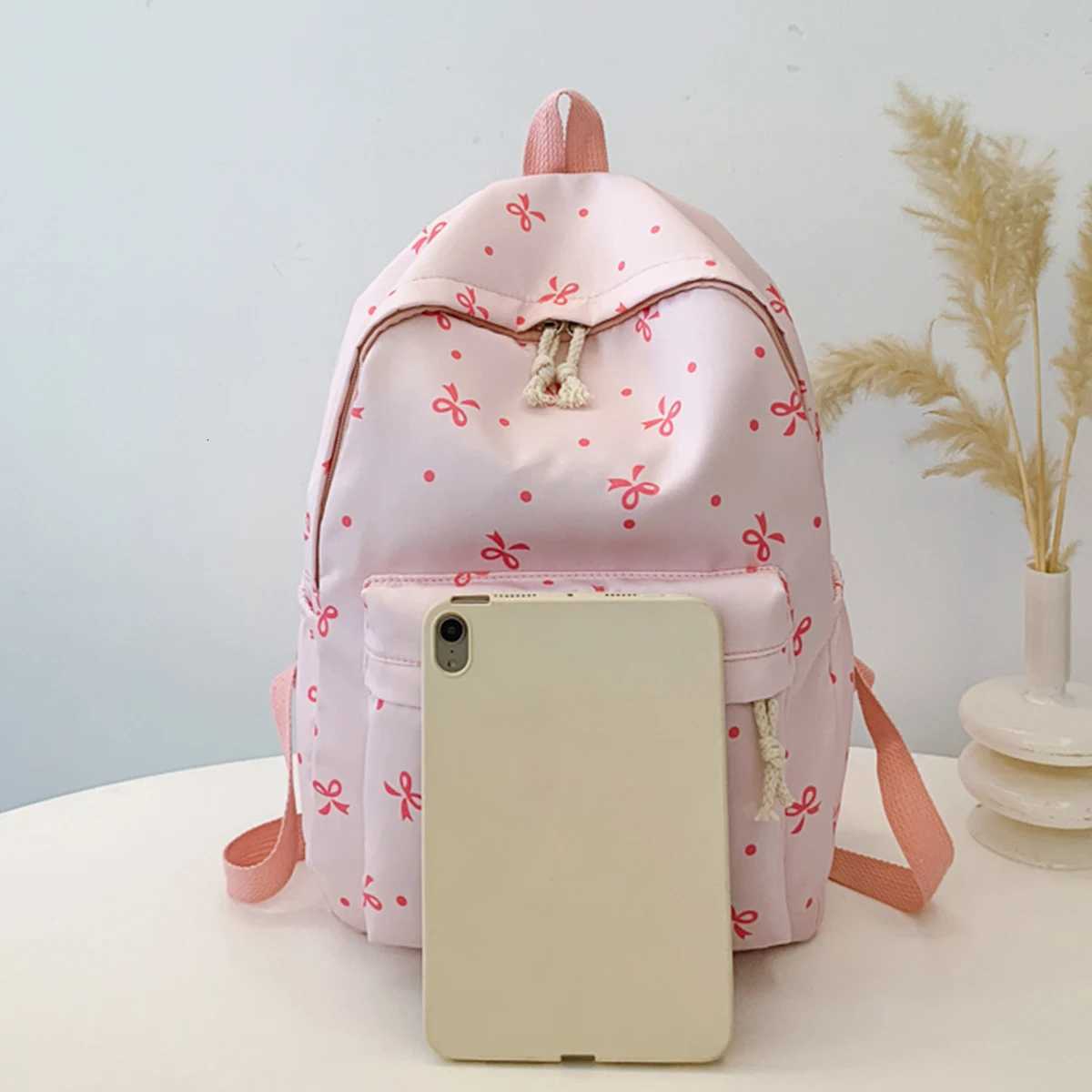 ute Bow Print Backpack for Women Quilted Reinforce Large Capacity Multi-Pocket School Bag Adjustable Straps for College Commute XJ250814