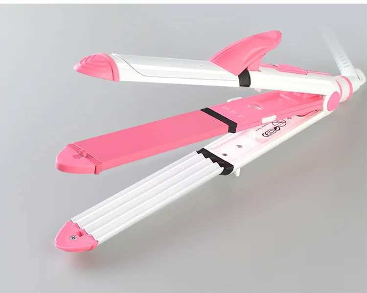 3 in 1 Ceramic Straightener Curler Hair Iron with Comb Curl Clip Curling Iron Straightening Iron Hair Straightener KM-1213 W250814