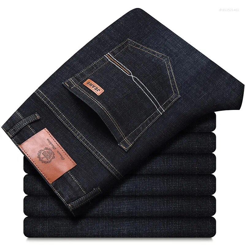 Men's Jeans Men Fashion Straight 2025 Stretch Slim Fit Pants Comfortable Soft Business Denim Trousers Male Brand Clothing