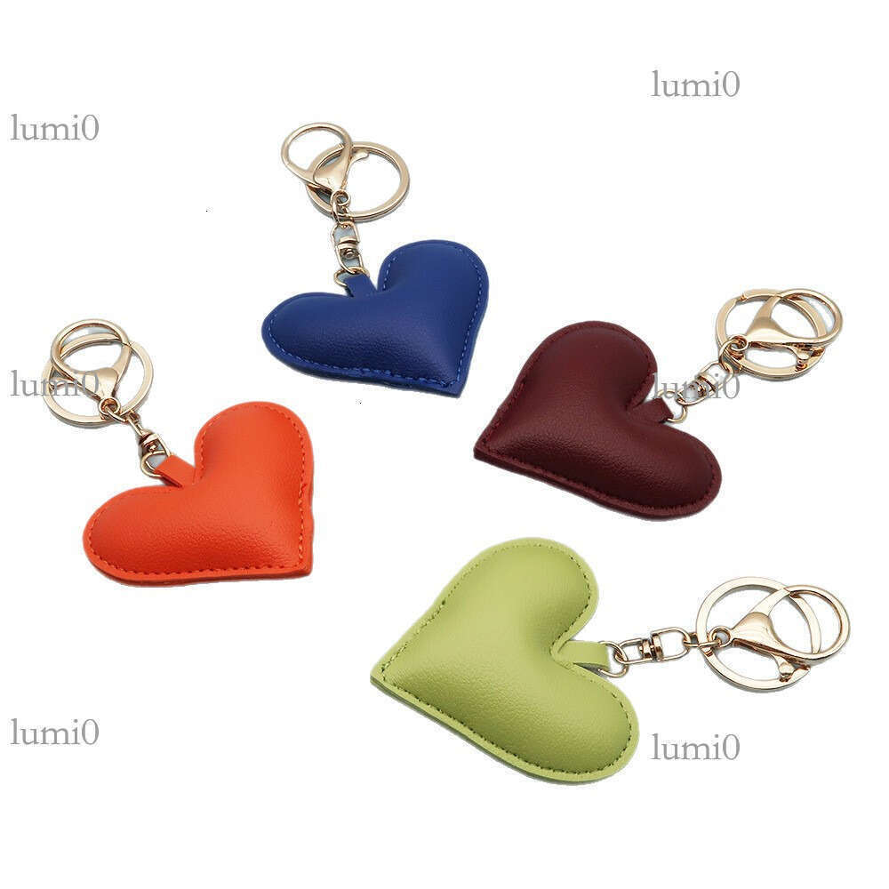 PU Simple Love Heart Couple Keychain Bag Pendant