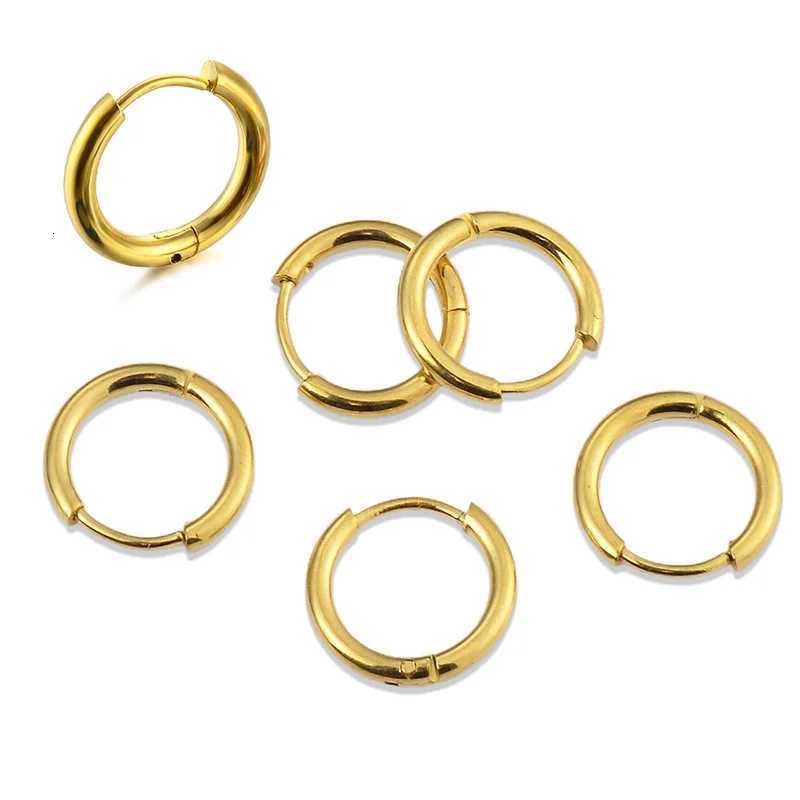 4Pairs Stainless Steel Solid Round Rings Huggies Earrings Set for Women Men Stackable Gold Plated Tiny Ear Cartilage Hoops XJ250814