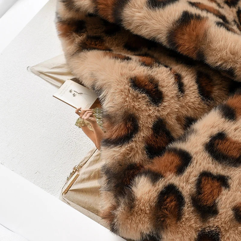 Rabbit Fur Scarf Leopard Ring Scarf Wraps Women Winter Thick Faux Fur Neckwear Scarves Windproof Echarpe Shawl 250808