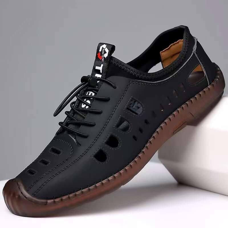 Soft Breathable Men's 2025 New Korean Fashion Casual Hand-sewn Driving Shoes with Rubber Sole