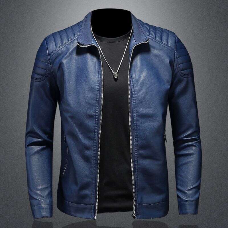 Clothing Stand Collar Men's Trendy New Leather Jacket Slim Fit Of Handsome Spring And Autumn Menswear