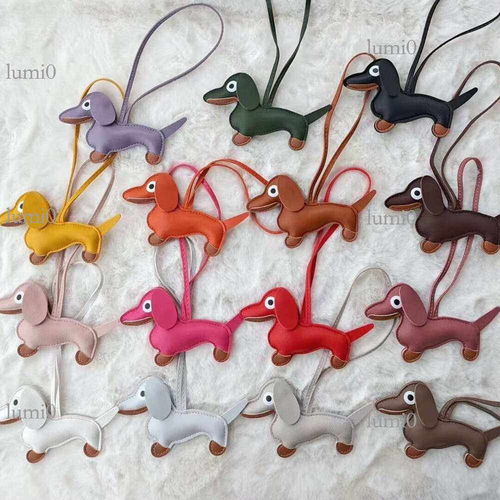 New Trendy Dachshund Dog PU Pendant Bag Charm Cute Cartoon Decoration Small