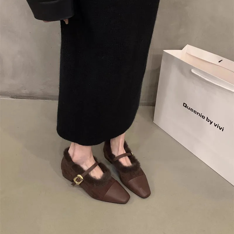 Loafers Fur Shoes Woman Comfortable And Elegant Modis Female Footwear Casual Sneaker On Heels Dress Winter Mary Janes 250809